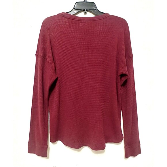 Faherty Long Sleeve Waffle Long Sleeve Maroon Shirt Large - Picture 3 of 5